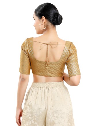Brocade Embroidered Blouse in Gold