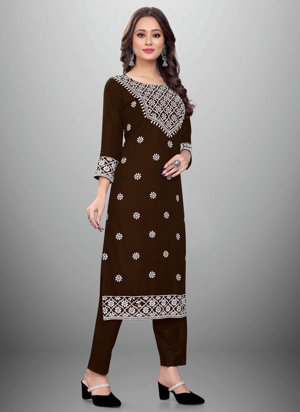 Chikankari long kurtis online hot sale
