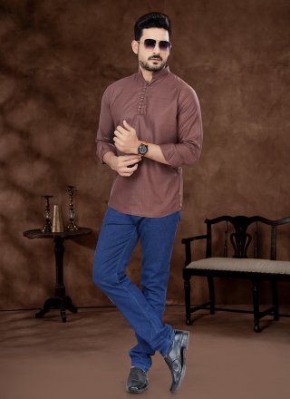 Plain Work Short Kurta for Men