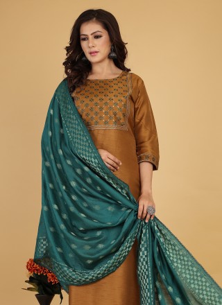 Brown Cotton Silk Trendy Salwar Suit
