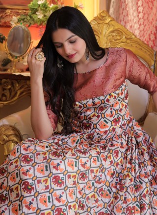 Brown Digital Print Sangeet Designer Gown