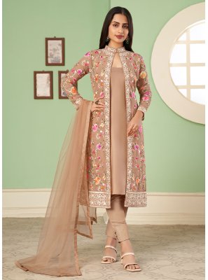 Brown Jacket Style Salwar Kameez