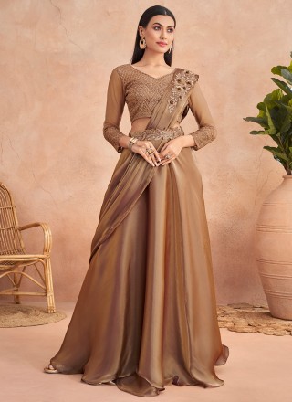 Golden Lehenga Saree at Panache Haute Couture