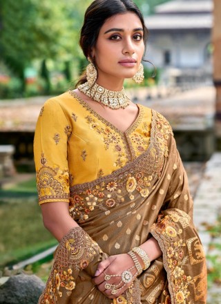 Brown Wedding Silk Trendy Saree