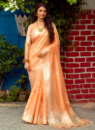 Butta Silk Contemporary Saree in Orange