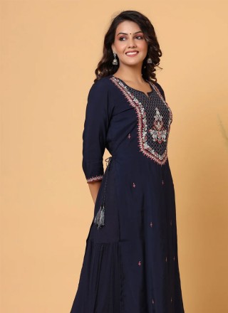 Chanderi Embroidered Party Wear Kurti