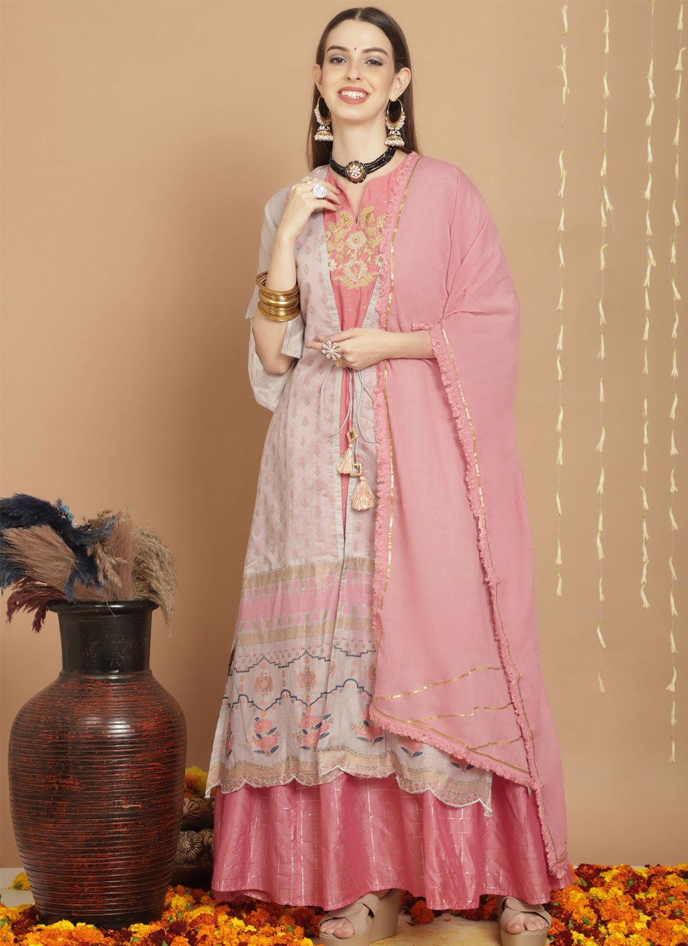 Chanderi Lehenga with silk blouse and net dupatta. It's soo beautiful. |  Half saree designs, Half saree lehenga, Indian outfits lehenga