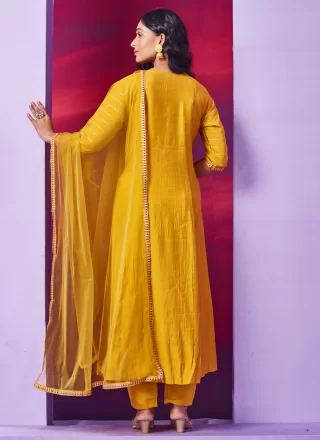 Chanderi Silk Mustard Salwar Kameez