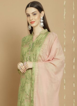Chanderi Silk Pant Style Suit with Embroidered Work