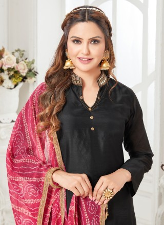 Chanderi Silk Trendy Salwar Kameez in Black