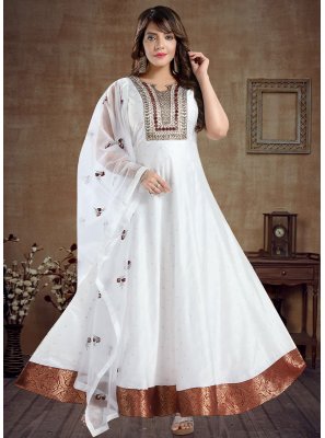 Chanderi White Handwork Salwar Kameez