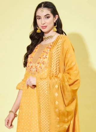 Chanderi Yellow Salwar Suit