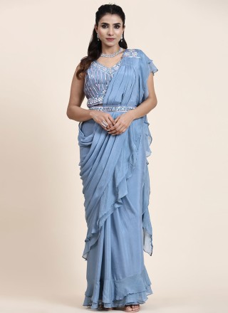 Order Moon Wight Ruffle Saree Online From NAKODA DESIGNER STUDIO,thane west