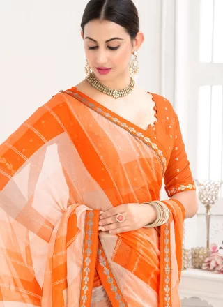 Chiffon Classic Sari with Gota and Lace Work