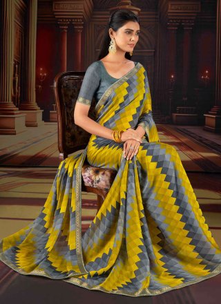 Chiffon Multi Colour Digital Print Saree