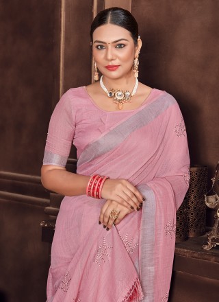 Chiffon Pink Trendy Saree