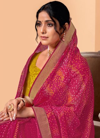 Chiffon Printed Contemporary Style Saree in Pink