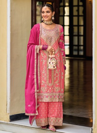Chinon Pink Palazzo Salwar Suit