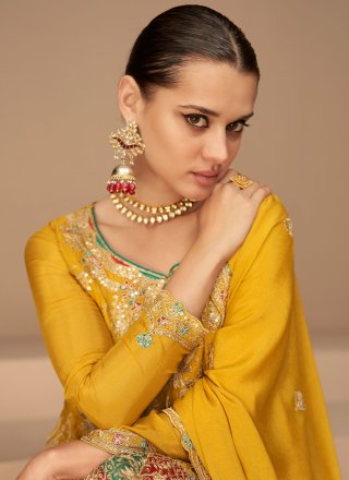 Chinon Yellow Designer Salwar Kameez