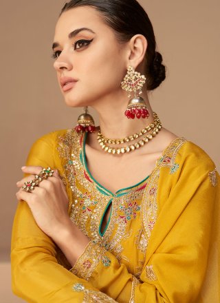 Chinon Yellow Designer Salwar Kameez