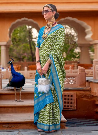 Classic Saree Foil Print Silk in Multi Colour