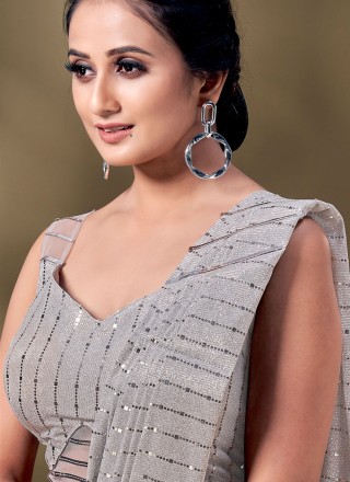 Classic Saree Sequins Imported in Grey