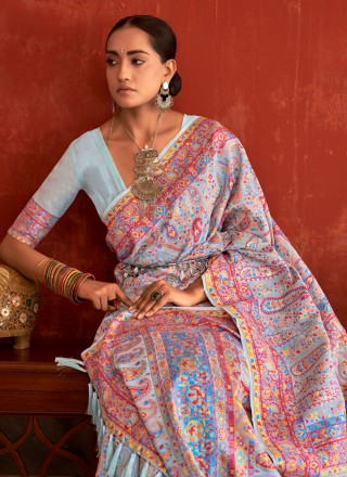 Classic Saree Weaving Pashnima Silk in Multi Colour