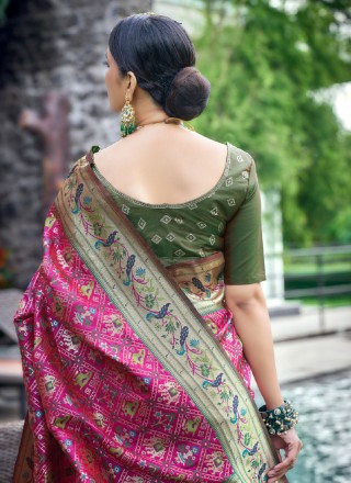 Classic Saree Zari Patola Silk  in Magenta