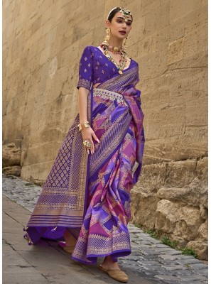 Contemporary Saree Fancy Silk in Purple