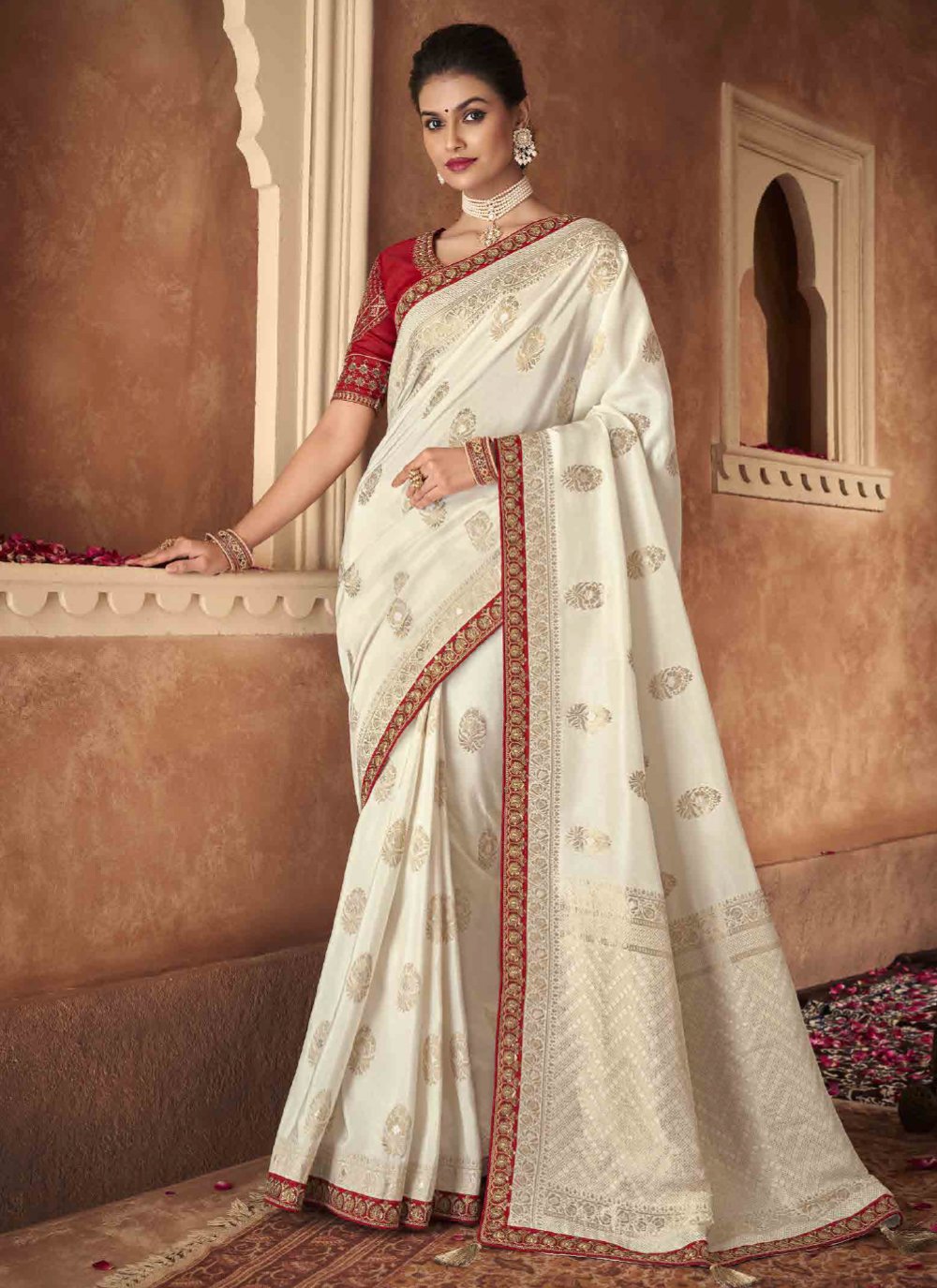 Buy White Bridal Saree Online for wedding reception