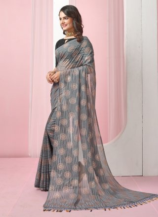 Contemporary Saree Printed Georgette in Grey