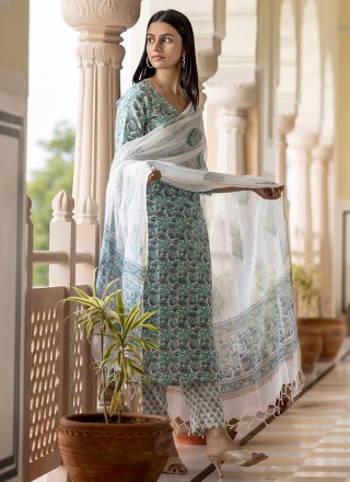 Cotton Aqua Blue Trendy Salwar Kameez