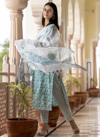 Cotton Aqua Blue Trendy Salwar Kameez