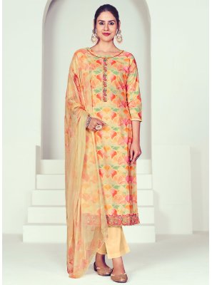Cotton Designer Salwar Kameez in Yellow