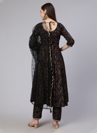 Cotton Embroidered Black Pant Style Suit