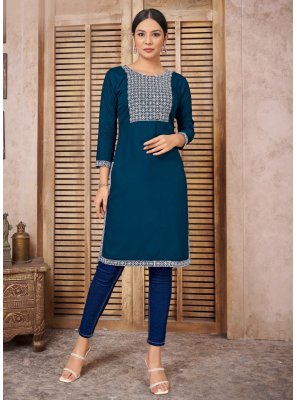 Cotton Embroidered Casual Kurti