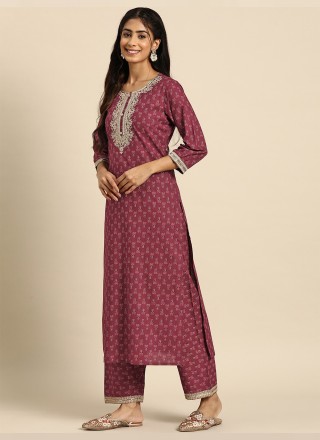 Cotton Embroidered Pink Salwar Suit