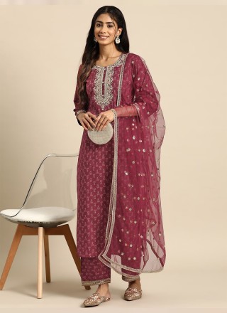 Cotton Embroidered Pink Salwar Suit