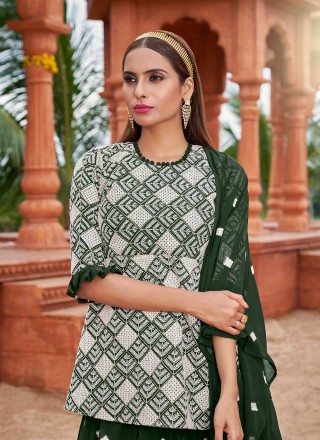 Cotton Green Sequins Trendy Lehenga Choli