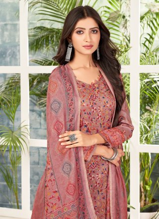 Cotton Mirror Designer Salwar Suit in Mauve 