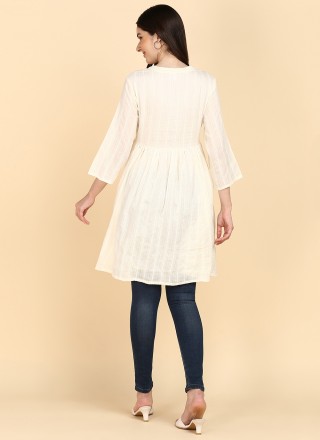Cotton Off White Designer Kurti