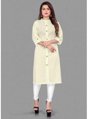 Cotton Party Wear Kurti in Off White