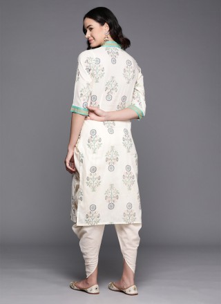 Cotton Party Wear Kurti in Off White