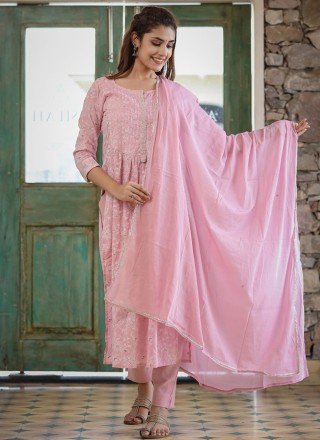 Cotton Pink Readymade Salwar Kameez