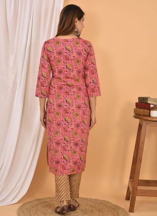 Cotton Pink Readymade Salwar Suit