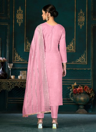 Cotton Pink Woven Salwar Suit
