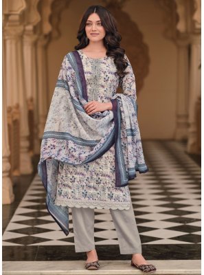 Cotton Printed Multi Colour Straight Salwar Suit