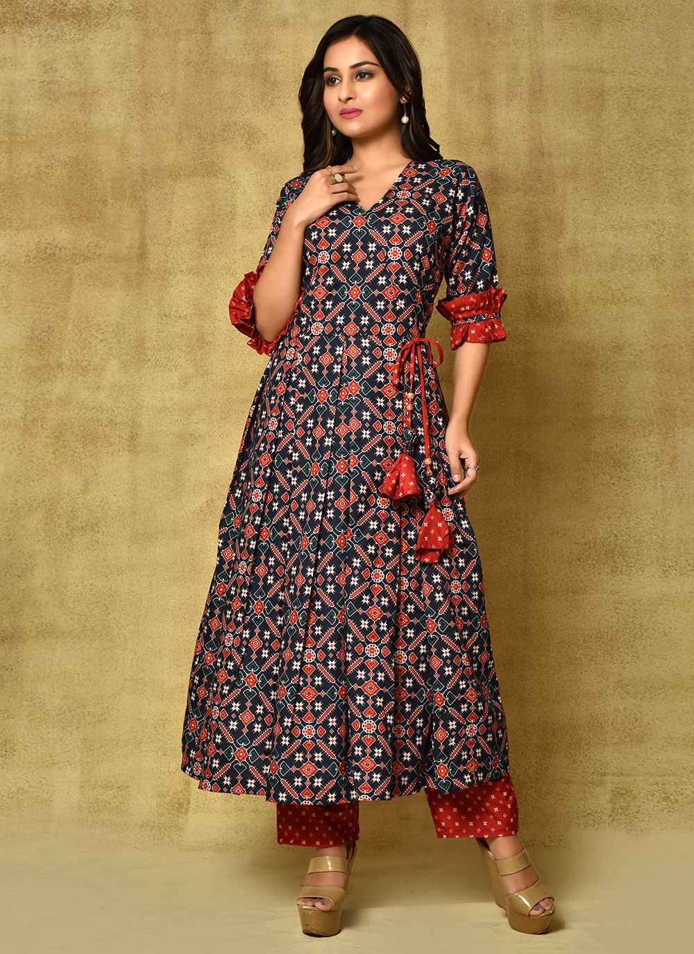 Cotton Silk Multi Colour Readymade Anarkali Salwar Suit