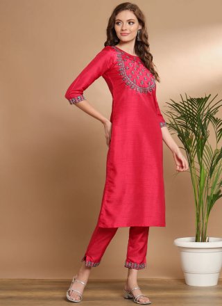 Cotton Silk Salwar Suit In Red