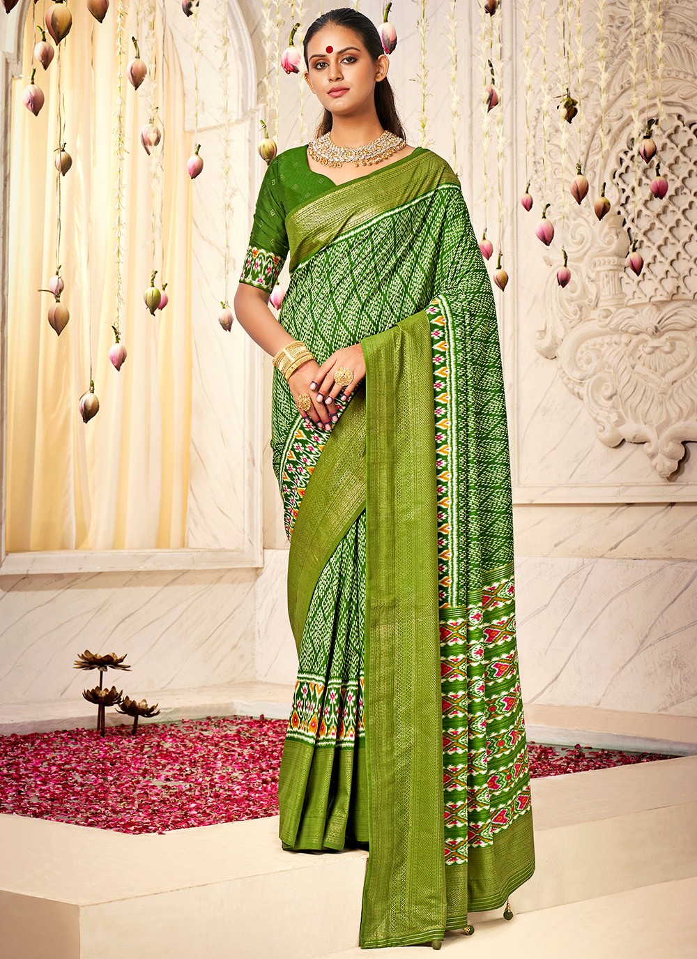 Buy Tangail Cotton Saree - Green Online - Biswabangla.in